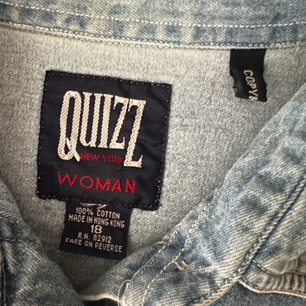 Quizz Women’s Vintage Denim Button Down Shirt Fall Pumpkin Harvest Embroidered - Picture 4 of 10